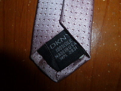 100% Silk Mauve DKNY Tie Made in USA - Diamonds Sapphires Rubies Emeralds