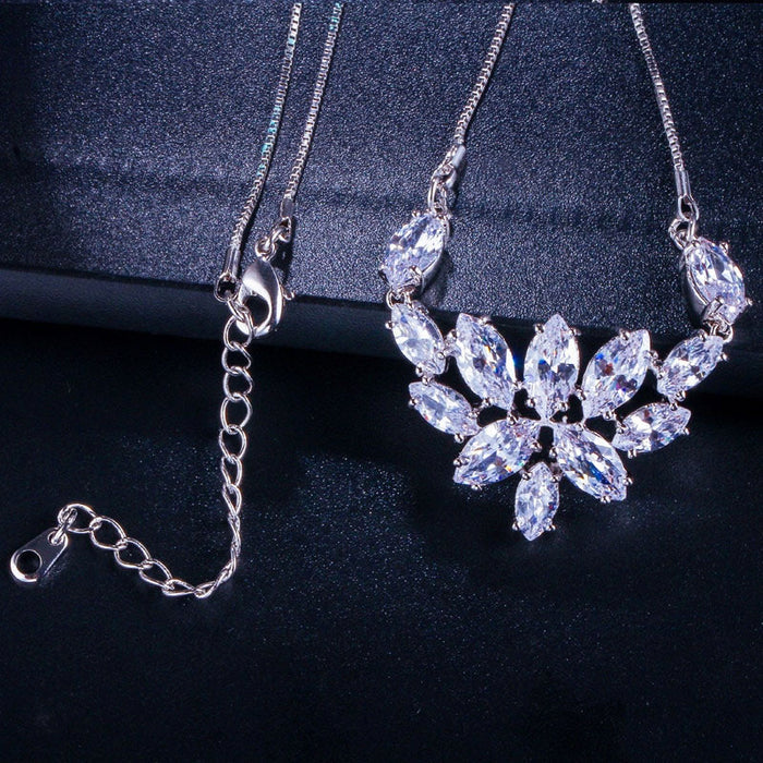 Beautiful CZ Diamond Necklace & Statement Earrings - The Wedding Garter