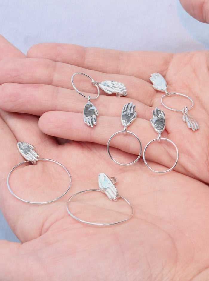 BILAK JEWELRY Boucles d'Oreilles Mains - Argent Sterling