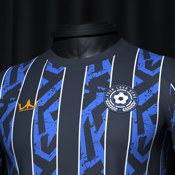 Blue-Black Pinstripes Custom Soccer Jersey