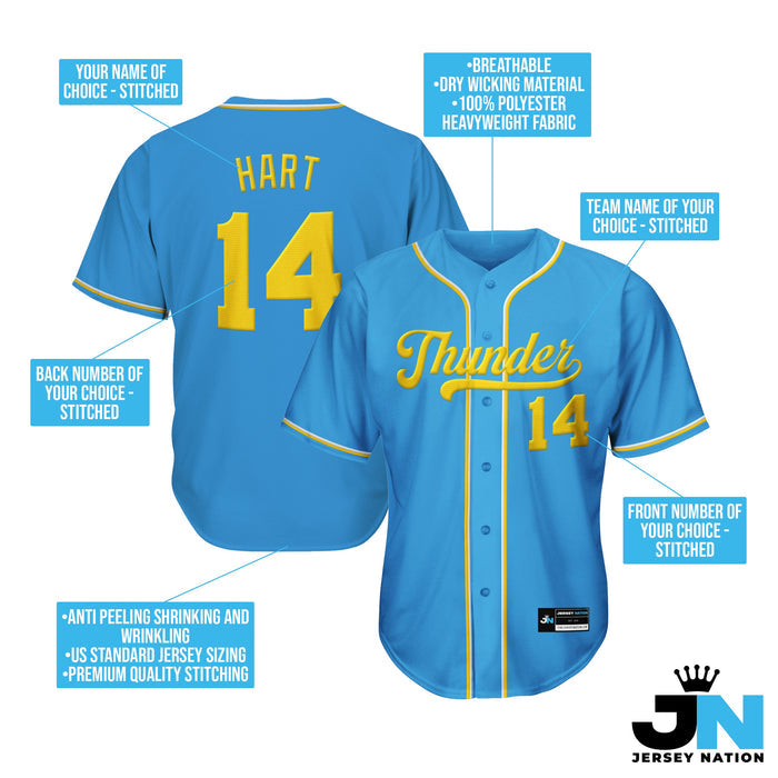 Blue-Yellow Custom Baseball Jersey Bulk Customized