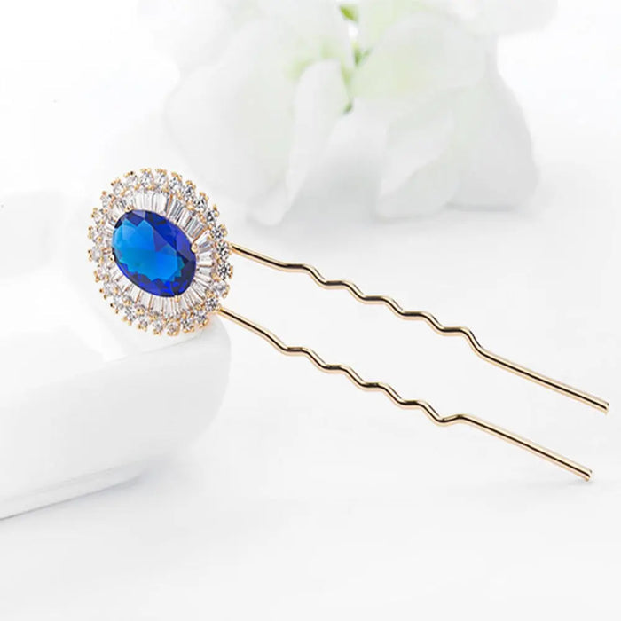 CZ Bridal Hair Pins Gold Hair Accessories For Wedding - The Wedding Garter