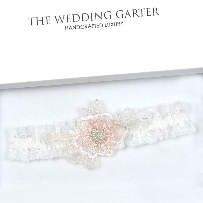 Dusty Pink & Ivory Lace Wedding Garter - The Wedding Garter