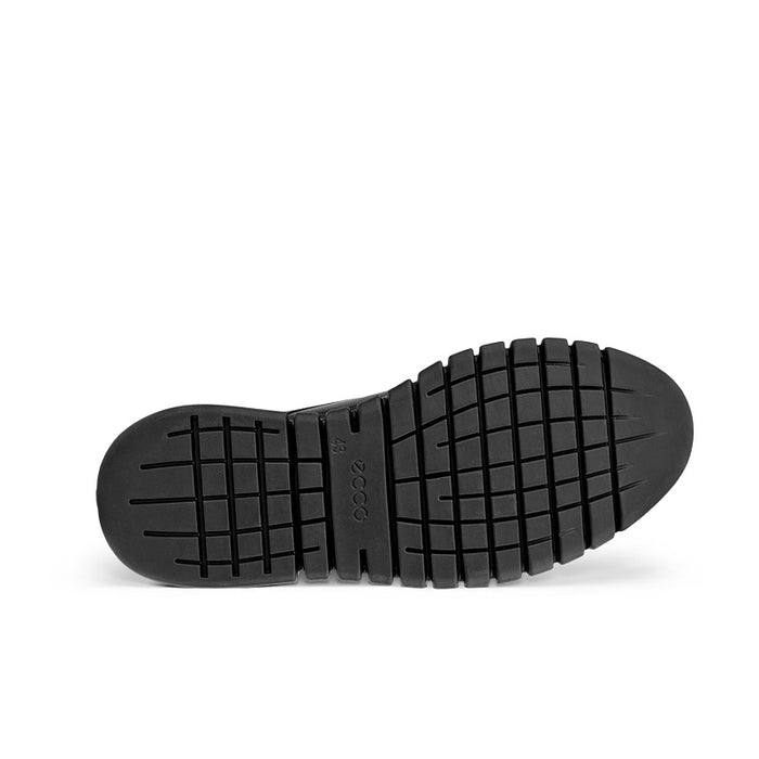 Black sneaker outsole with grid tread and ECCO logo