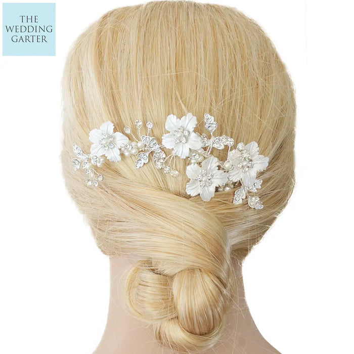 Exquisite Gold Rhinestone & Pearl Luxury Wedding Hair Comb - The Wedding Garter