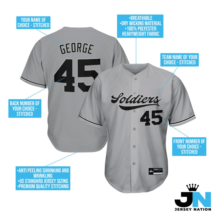 Grey-Black Custom Baseball Jersey Bulk Customized