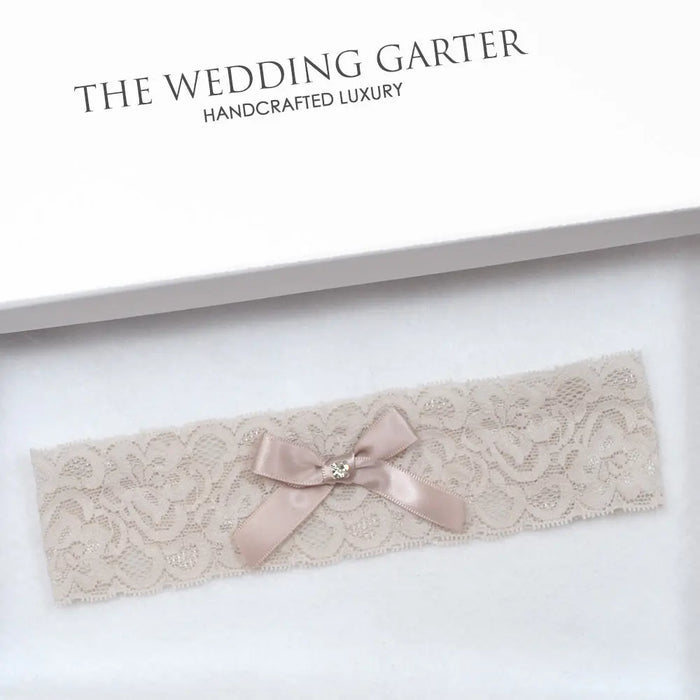 Kelsey Nude Lace Wedding Garter For Fitted Wedding Dress (3 Colours) - The Wedding Garter