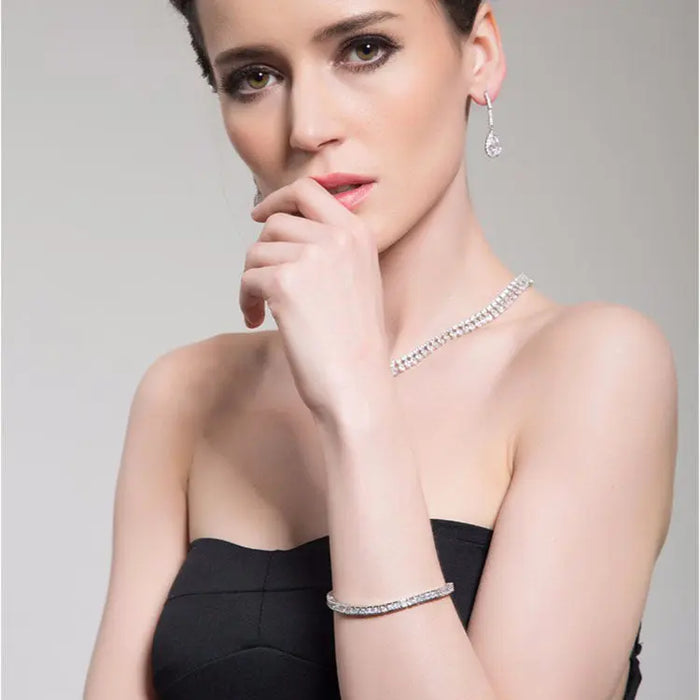 Luxury Princess Cut Cubic Zirconia Diamond Tennis Bracelet - The Wedding Garter