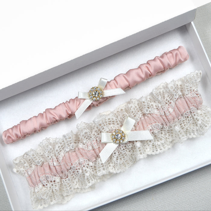 dusty pink wedding garter
