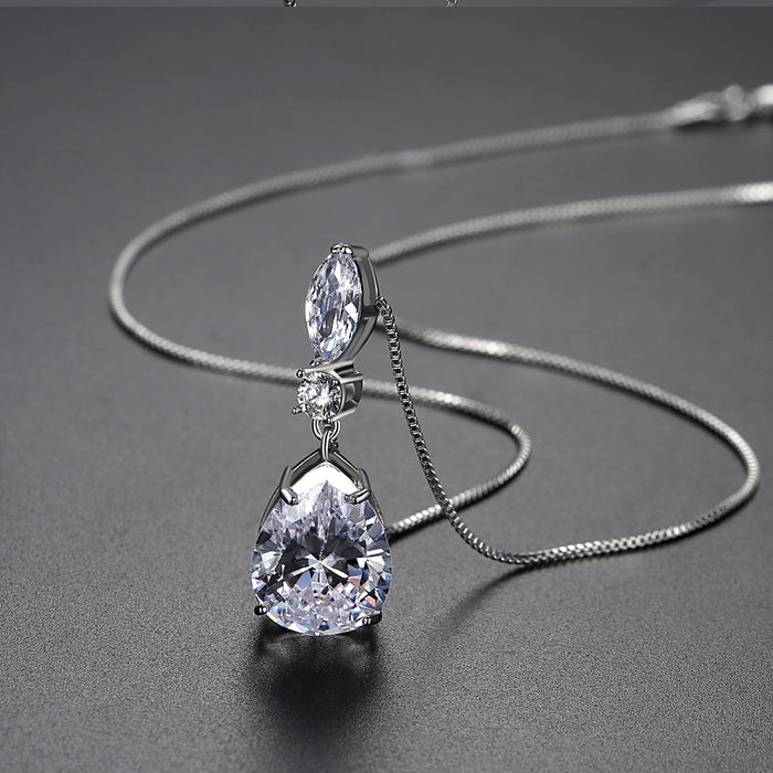 Pear Shape CZ Diamond Pendant Necklace - The Wedding Garter