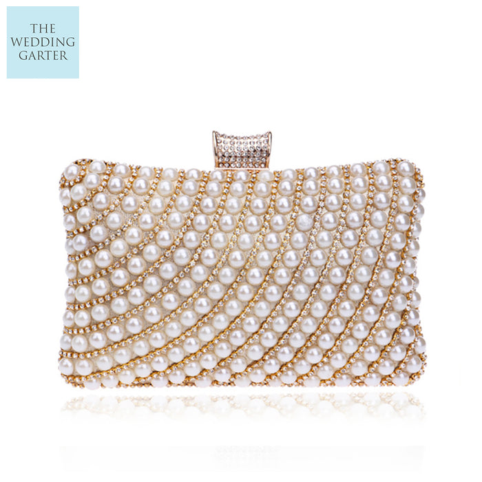 gold pearl clutch