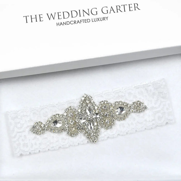 Rhianna White Lace Rhinestone Bridal Garter Australia (4 Colours) - The Wedding Garter