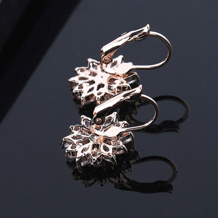 Rose Gold Plated Cubic Zirconia Flower Bridesmaid Earrings - The Wedding Garter