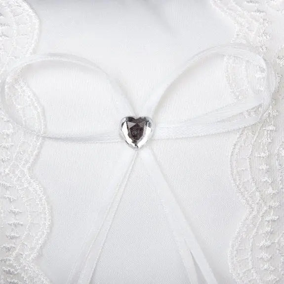 Satin White Ring Pillow For Wedding Ring Bearer Pillow - The Wedding Garter