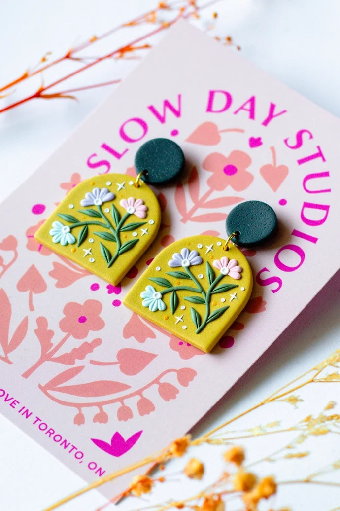 SLOW DAY STUDIOS Boucles d'Oreilles Dôme Fleurs