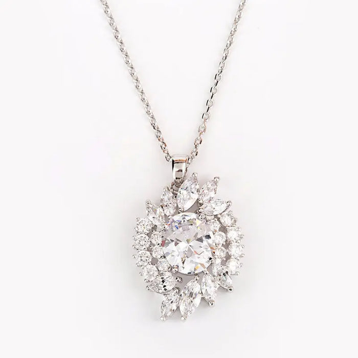 Stunning Luxury CZ Diamond Bridal Necklace Wedding Jewellery Set - The Wedding Garter