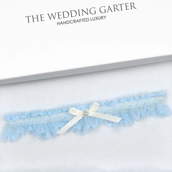 Tiffany Blue Eyelash Lace & Ivory Wedding Garter - The Wedding Garter