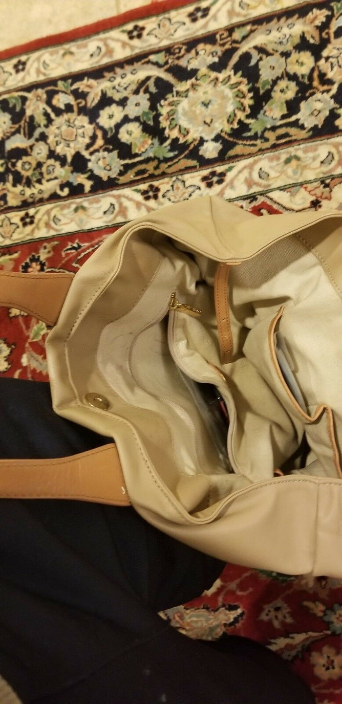 Tory Burch Large Tote Beige and Red - Diamonds Sapphires Rubies Emeralds