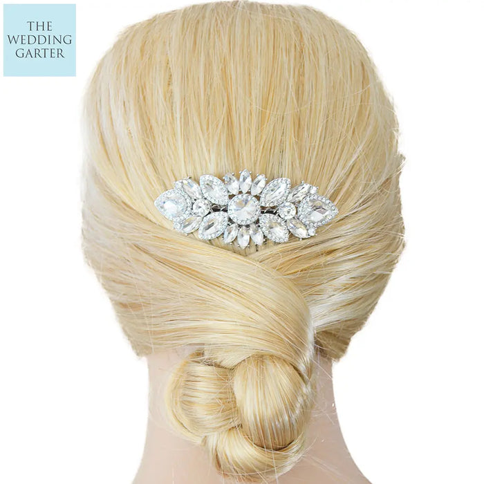 Unique Art Deco Silver Crystal Wedding Hair Comb - The Wedding Garter