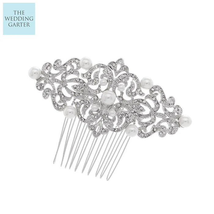 Unique Pearl & Crystal Vintage Inspired Wedding Hair Accessory - The Wedding Garter