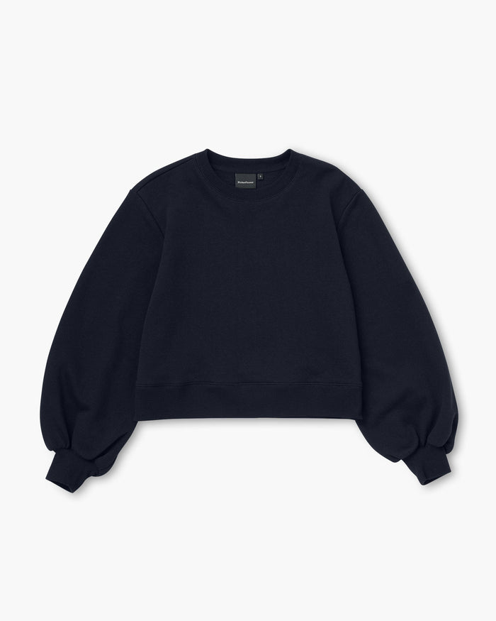 Women's Recycled Fleece Cropped Sweatshirt in Black (Black) | Richer Poorer