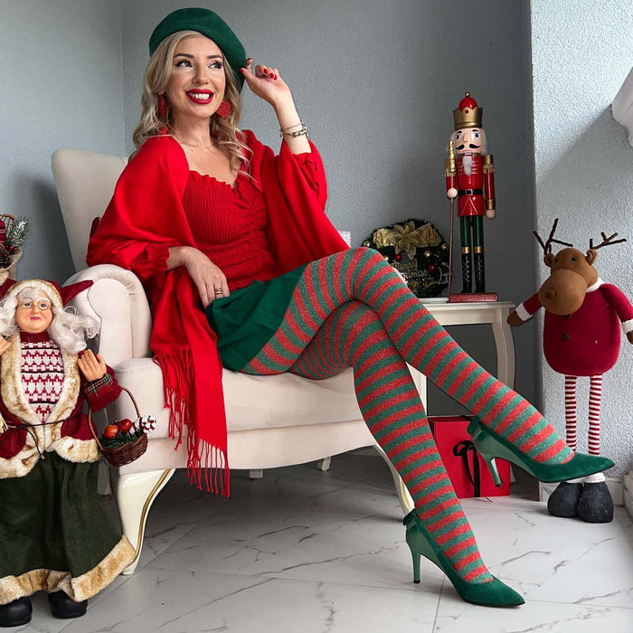 120 Denier Striped Tights - Fancy Elf