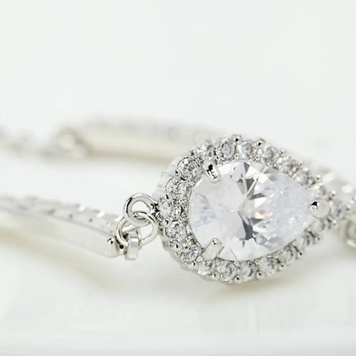2 Carat Pear Cubic Zirconia Micro Parve Bridal Bracelet - The Wedding Garter