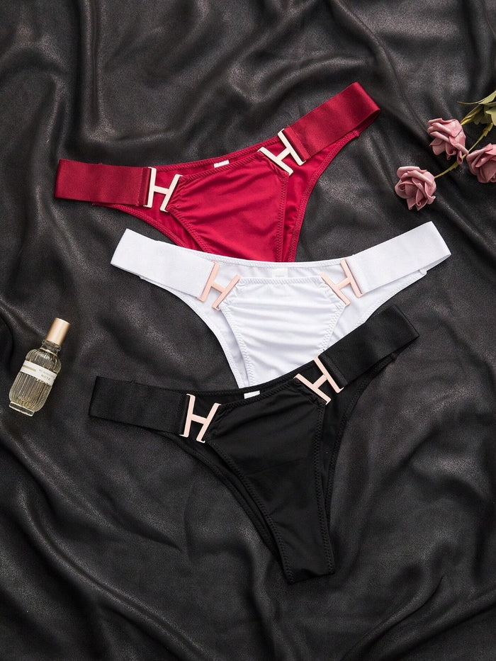3pack Solid Metal Decoration Panty