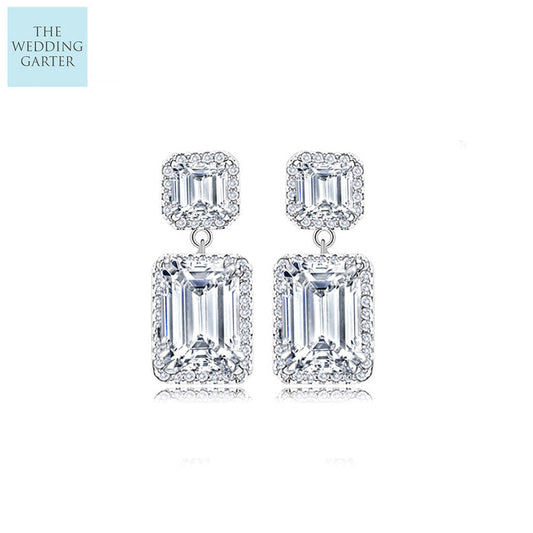 emerald cut cubic zirconia earrings