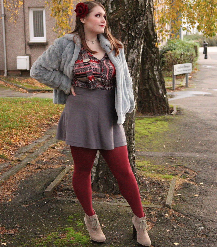 80 Denier Tights - Burgundy - Snag