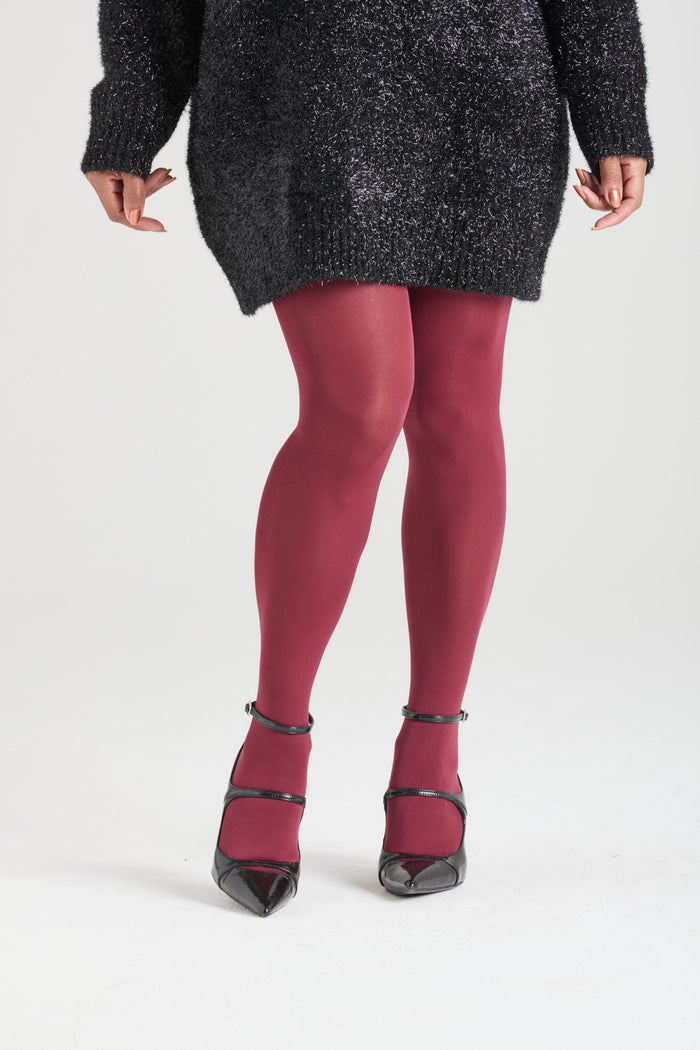 80 Denier Opaque Tights - Burgundy