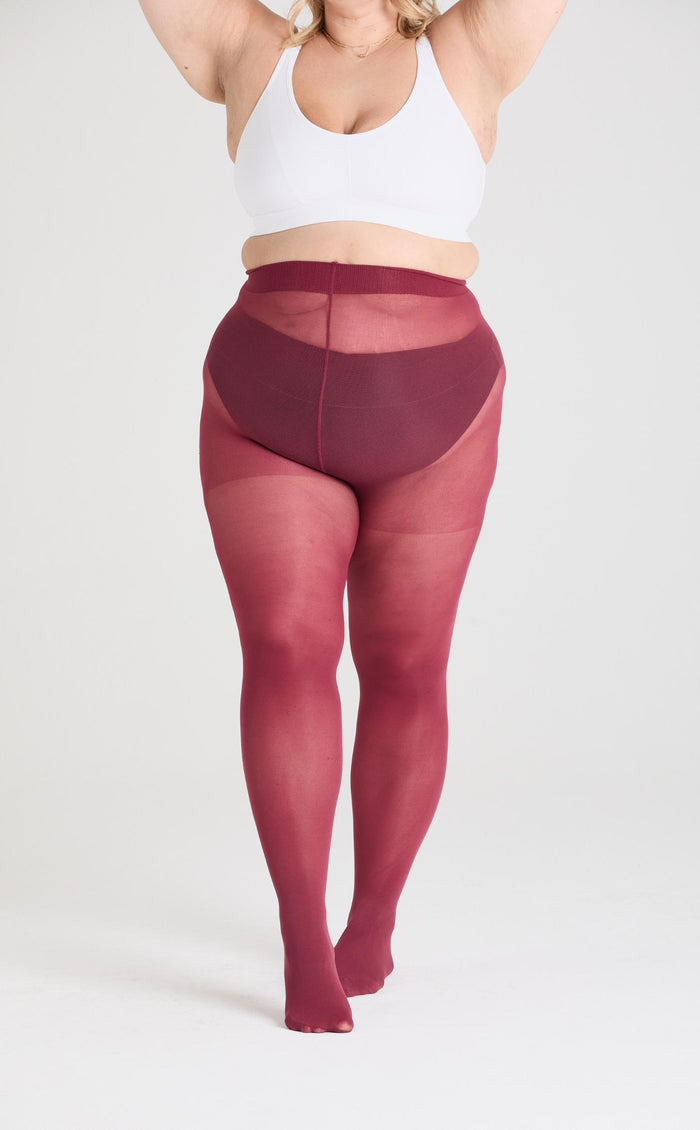 80 Denier Opaque Tights - Burgundy