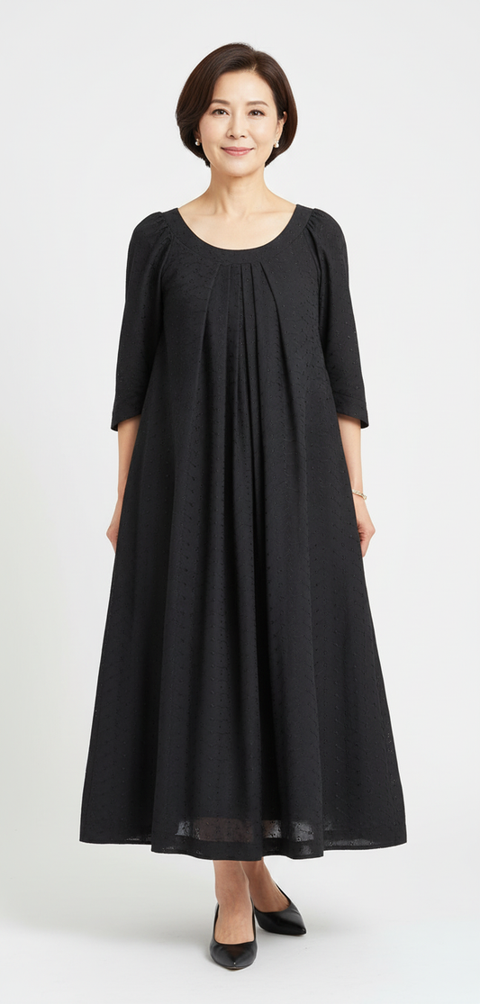 Ailani Long Black Eyelet Muʻumuʻu