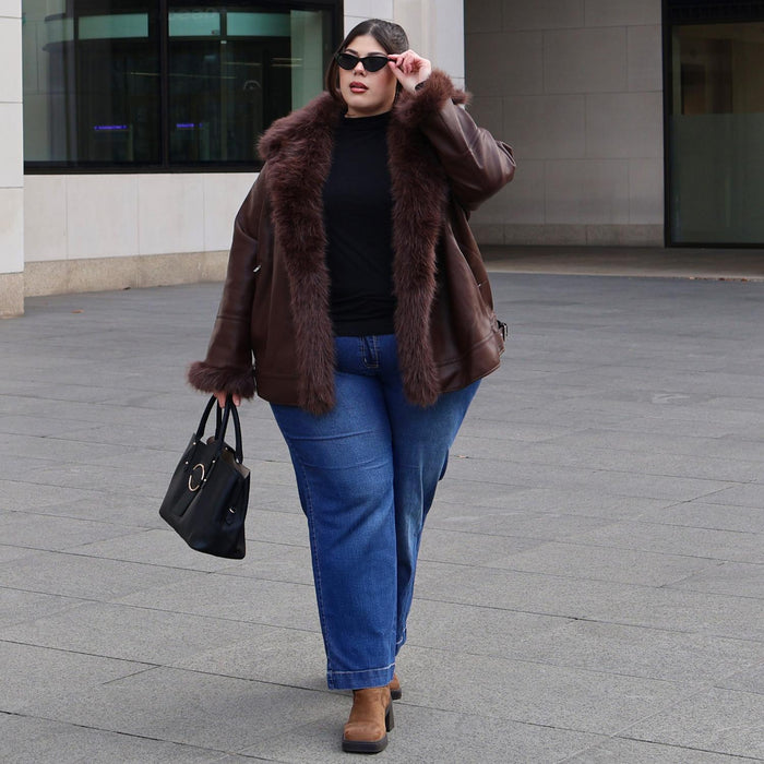 Amelia Aviator Jacket - Brown