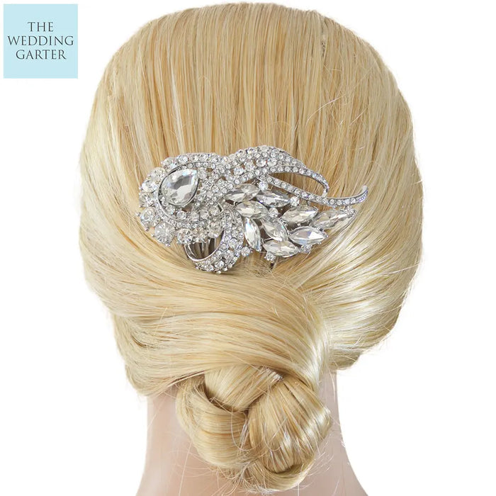 Art Deco Inspired Rhinestone Statement Bridal Headpiece - The Wedding Garter