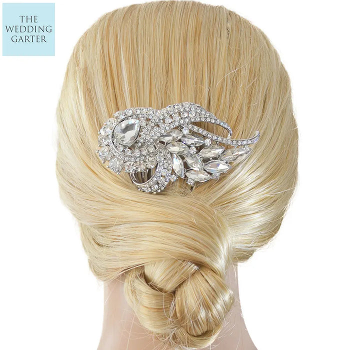 Art Deco Inspired Rhinestone Statement Bridal Headpiece - The Wedding Garter