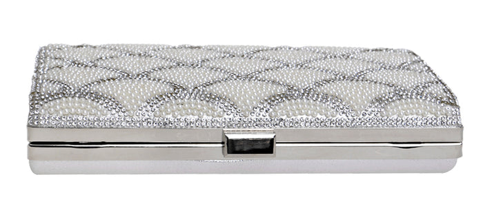 Art Deco Style Crystal & Pearl Silver Evening Bag - The Wedding Garter