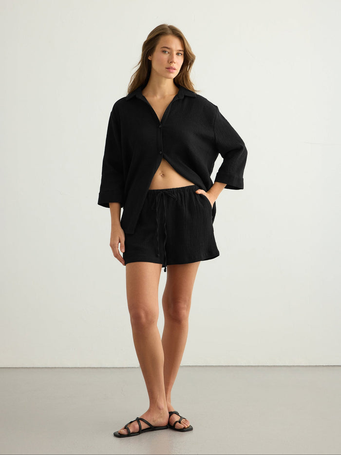 Aura Drawstring Shorts - Black