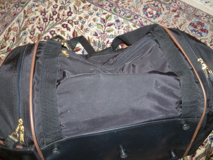 Authentic Lark Duffle Bag, Very Good Condition 23" Black, Canvas - Diamonds Sapphires Rubies Emeralds