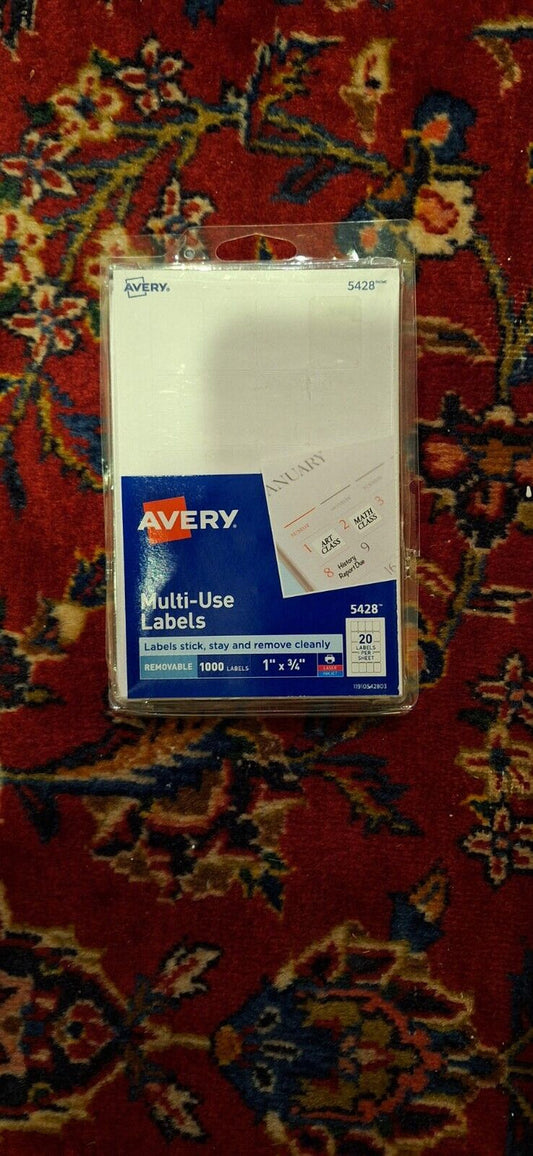 Avery 5428 Multi-Use Labels 1" X 3/4" PLEASE NOTE:  USED!  ONLY ABOUT 500 REMAIN