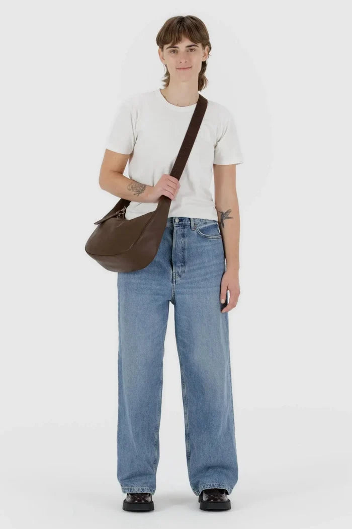 BAGGU Sac Moyen Crescent Cuir Recyclé - Brun
