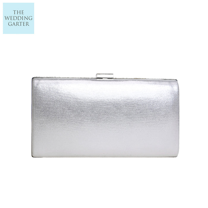 Beaded Pearl & Rhinestone Silver Evening Bag - The Wedding Garter