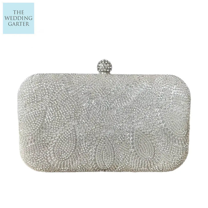 silver evening bridal clutch