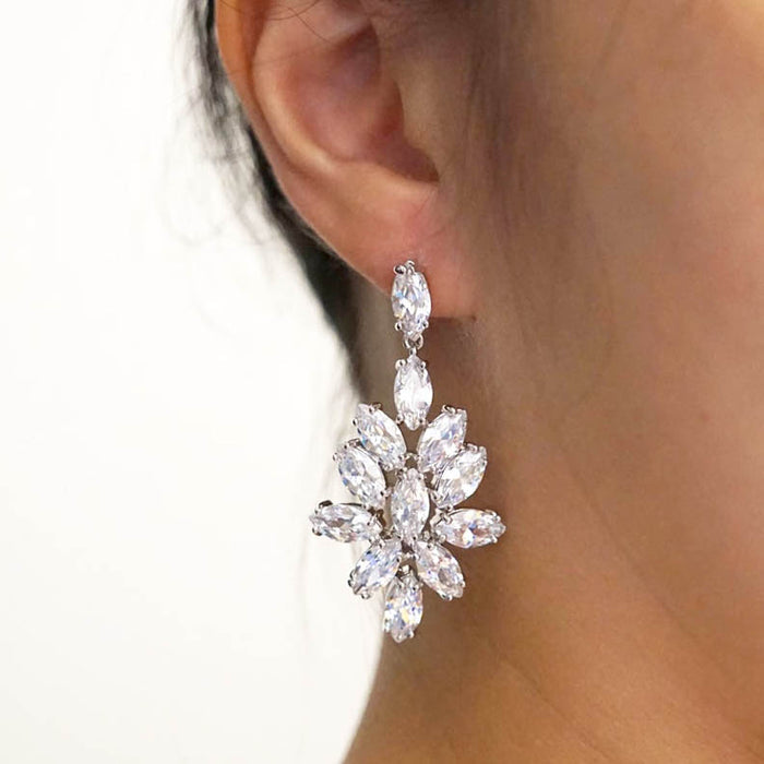 Beautiful CZ Diamond Necklace & Statement Earrings - The Wedding Garter