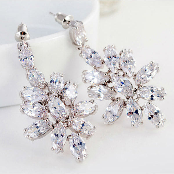 Beautiful CZ Diamond Necklace & Statement Earrings - The Wedding Garter