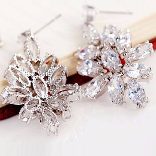 Beautiful CZ Diamond Necklace & Statement Earrings - The Wedding Garter