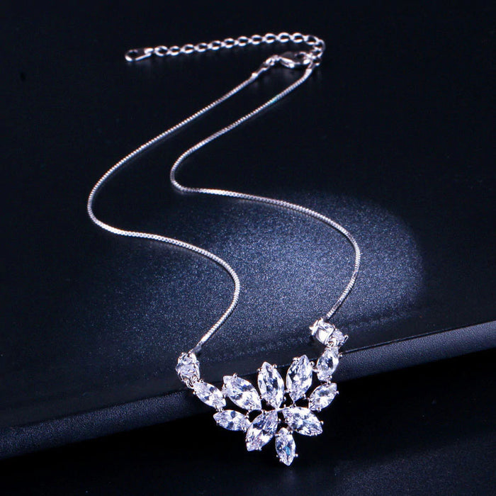 Beautiful CZ Diamond Necklace & Statement Earrings - The Wedding Garter