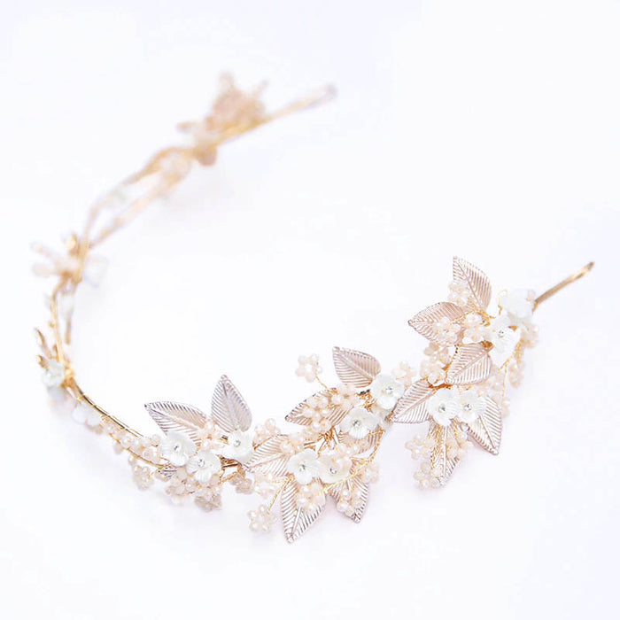 Beautiful Floral Pale Pink & Gold Wedding Headband - The Wedding Garter