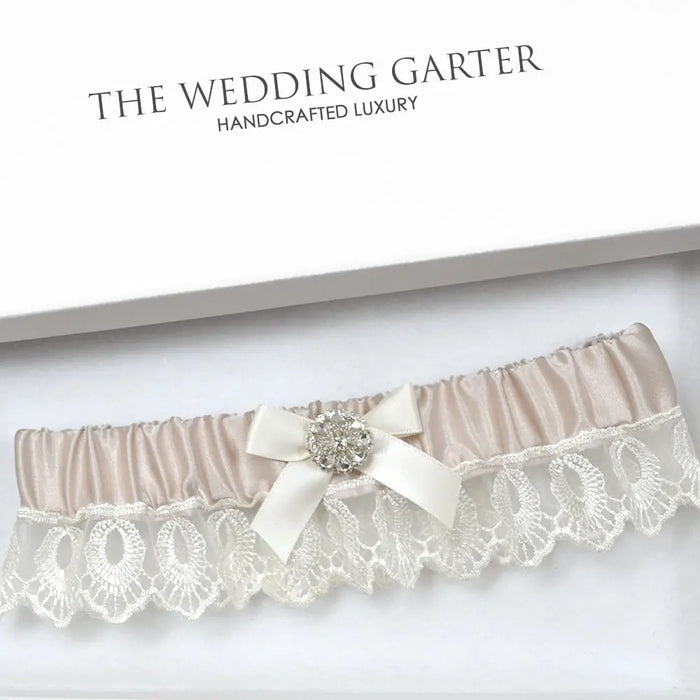 Beth Vintage Inspired Dusty Pink & Ivory Lace Bridal Garter - The Wedding Garter