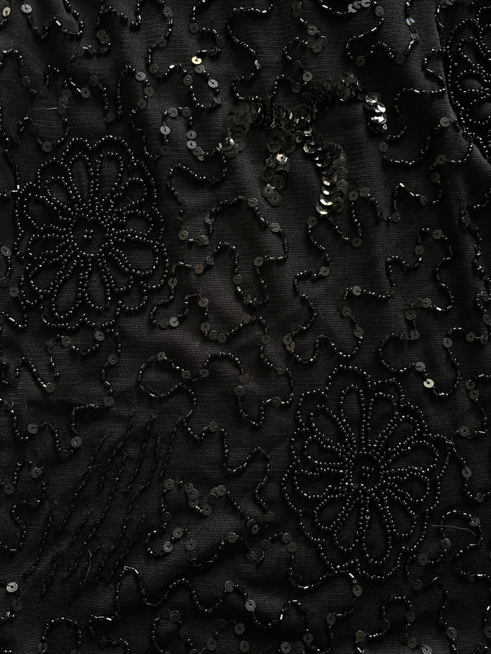 Black Beaded Sequin Tank Top